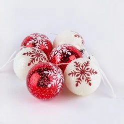 National Tree Company First Traditions Christmas Tree Ornaments, Glittery Red and White Snowflakes, Set of 6 -Christmas Ornaments Sales GUEST 03c4d5de 233b 4c33 829e 5131a2897b91