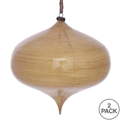 Vickerman 6" Tan Wood Grain Onion Christmas Ornament, Pack of 2 4 Vickerman 6" Tan Wood Grain Onion Christmas Ornament, Pack of 2 - Image 2