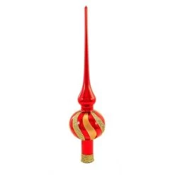 Sbk Gifts Holiday 9.5" Red & Gold Swirls Tree Topper Feather Tree Glitter Valentines - Tree Toppers