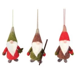 Gallerie II Gnome Christmas Xmas Ornament, Set of 3