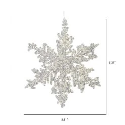 Vickerman 5" Clear Snowflake Silver Glitter Christmas Ornament, 6 Pk