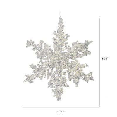 Vickerman 5" Clear Snowflake Silver Glitter Christmas Ornament, 6 Pk 3 Vickerman 5" Clear Snowflake Silver Glitter Christmas Ornament, 6 Pk