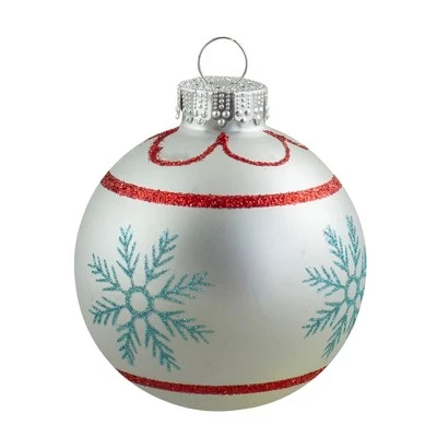 Northlight 4ct Silver and Blue Snowflake Glass Ball Christmas Ornament 2.75" (70mm) 7 Northlight 4ct Silver and Blue Snowflake Glass Ball Christmas Ornament 2.75" (70mm) - Image 5