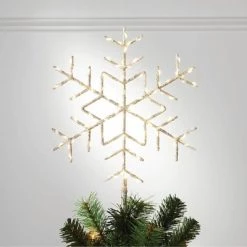15.5" Pre-lit LED Metal Snowflake Christmas Tree Topper Champagne Gold with Warm White Lights - Wondershop™