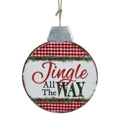 Burton + BURTON Burton and Burton 7" Red and White "Jingle All The Way" Metal Christmas Ornament