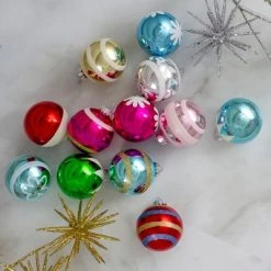 Northlight 12ct Frosted and Glittered Shiny Multi Color Christmas Ball Ornaments 2.5" (65mm)