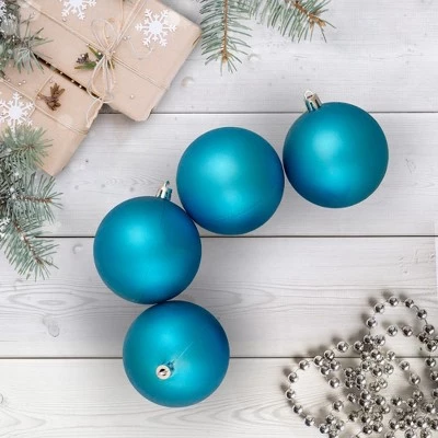 Northlight 32ct Shatterproof Matte Christmas Ball Ornament Set 3.25" - Turquoise 3 Northlight 32ct Shatterproof Matte Christmas Ball Ornament Set 3.25" - Turquoise