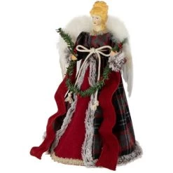Northlight 16" Red and Plaid Angel Christmas Tree Topper, Unlit -Christmas Ornaments Sales GUEST 2c3f42c2 9644 4d44 acaa 7c023db85ba3
