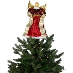 Northlight 12" Red and Metallic Gold Angel Christmas Tree Topper, Unlit -Christmas Ornaments Sales GUEST 347d6a76 2183 4bcc 95ce 92fa0b439259