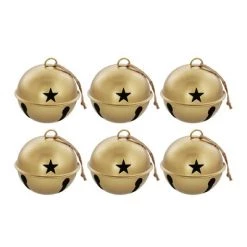 Haute Decor Haute Décor 6pc Jingle Bell Christmas Tree Ornament Burnished Gold