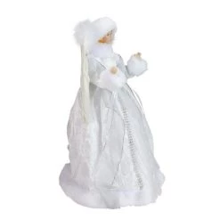 Roman 14" White Angel in a Sparkly Dress Christmas Tree Topper- Unlit