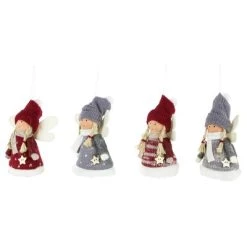 Northlight Set of 4 Red and Gray Plush Angel Christmas Ornaments 4.25" -Christmas Ornaments Sales GUEST 3b10de45 5209 4f28 9a44 e1b14863fc85