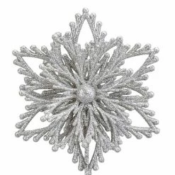 Old World Christmas Mini Snowflake Tree Topper - One Mini Tree Topper 7.5 Inches - Finial Small Spaces - 89767 - Plastic - Silver