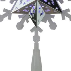 Kurt S. Adler 9.25'' Lighted White and Blue Rotating Snowflake Christmas Tree Topper - Clear LED Lights