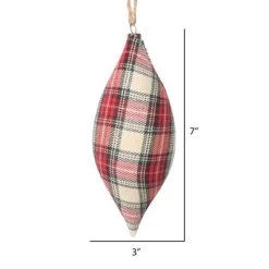 Vickerman 7" Red and White Plaid Finial Christmas Ornament, 4 pieces per bag