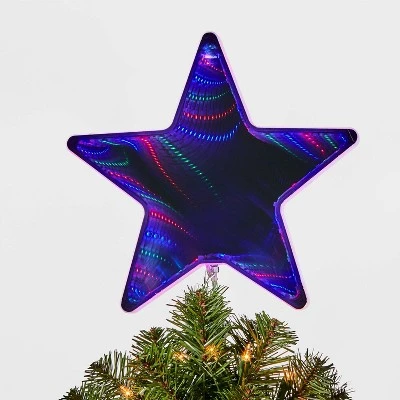 12in 51 LED Light Infinity Star Mirror Christmas Tree Topper White/Silver - Wondershop™ 4 12in 51 LED Light Infinity Star Mirror Christmas Tree Topper White/Silver - Wondershop™ - Image 2