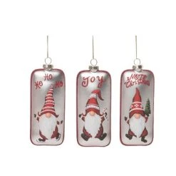 Transpac Glass 6.25 in. Multicolored Christmas Merry Gnome Ornament Set of 3