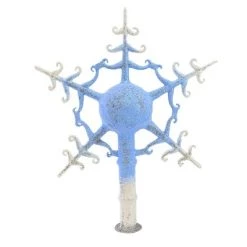 Morawski Ornaments Ice Blue Snowflake Tree Topper - One Christmas Tree Topper 12.0 Inches - Christmas Finial, Reflector - 17726 - Glass -