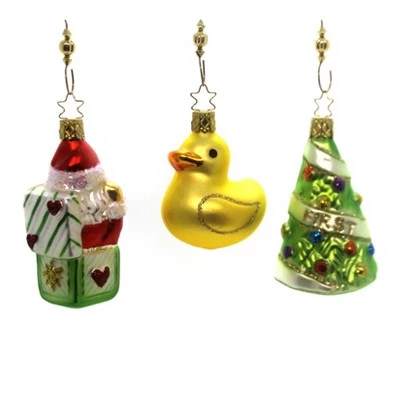 Inge Glas Baby's First Christmas Gift Set - Three Ornaments 3.5 Inches - Santa Tree Duck - 10095S015 - Glass - Multicolored 3 Inge Glas Baby's First Christmas Gift Set - Three Ornaments 3.5 Inches - Santa Tree Duck - 10095S015 - Glass - Multicolored