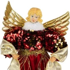 Northlight 12" Red and Metallic Gold Angel Christmas Tree Topper, Unlit -Christmas Ornaments Sales GUEST 4a9410d3 be3f 4363 8710 ee944280d8f8