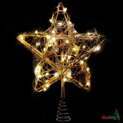 Ornativity Rattan Star LED Light Up Tree Topper