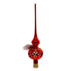 Golden Bell Collection 11.25" Red Tree Topper W/Gold Design Finial Reflector - Tree Toppers