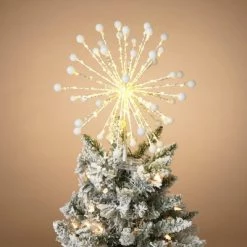 GIL 13.7-in H Electric LED Lighted Starburst Tree Topper, 200 Warm White LED Lights