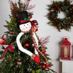 Northlight 10" Plush Snowman Hugging Christmas Tree Topper, Unlit -Christmas Ornaments Sales GUEST 56bd6b6d 0a28 4df3 9bf4 d73298f1b055