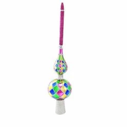Sbk Gifts Holiday Pastel Harlequin Single Ball - 1 Tree Topper 12.00 Inches - Tree Topper Finial Glittered Diamonds - Sbk23m1013 - Glass -