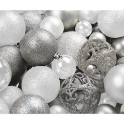 R N' D Toys R N' Ds Shatterproof Christmas Ornament Balls - Silver and White - 100 Pack