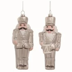 Transpac Glass Silver Christmas Nutcracker Ornaments Set of 2