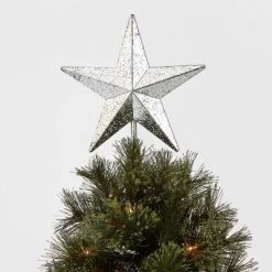 10in Lit Faux Mercury Glass Star Christmas Tree Topper Silver - Wondershop™