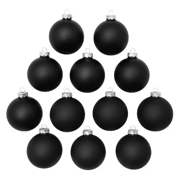 Northlight 12ct Black Matte Glass Christmas Ball Ornaments 2.75" (70mm) 4 Northlight 12ct Black Matte Glass Christmas Ball Ornaments 2.75" (70mm) - Image 2