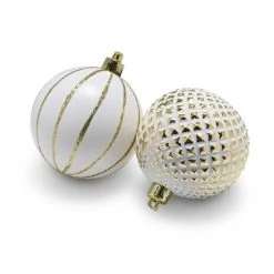 R N' D Toys RN’Ds Christmas Decorative Ball Ornaments - Gold and White - 30 Pack