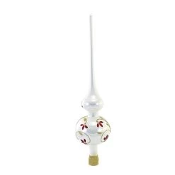 Christina's World 19.0" Red Gold White Floral Finial Christmas Tree Topper - Tree Toppers