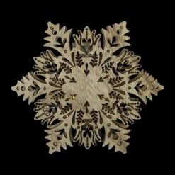 Northlight 8.5" Lighted Brown Wooden Snowflake Christmas Tree Topper - Clear Lights