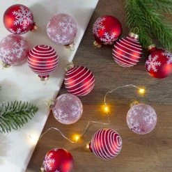 Northlight Set of 12 Red Glass Christmas Ornaments 1.75-Inch (45mm)