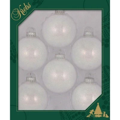 Christmas by Krebs 6ct Snow White Sparkle Glass Christmas Ball Ornaments 2.5" (67mm) 3 Christmas by Krebs 6ct Snow White Sparkle Glass Christmas Ball Ornaments 2.5" (67mm)