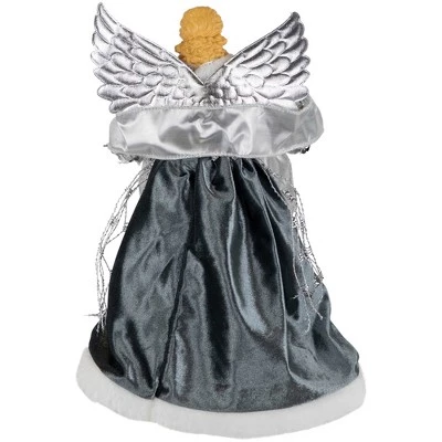 Northlight 12" Slate and Metallic Silver Sequined Angel Christmas Tree Topper, Unlit 6 Northlight 12" Slate and Metallic Silver Sequined Angel Christmas Tree Topper, Unlit - Image 4
