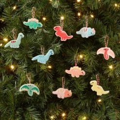 Fabric Dinosaur Christmas Tree Ornament Set 10pc Red/White - Wondershop™