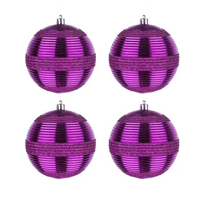 National Tree Company First Traditions Christmas Tree Ornaments, Purple with Glitter Stripes, Set of 6 6 National Tree Company First Traditions Christmas Tree Ornaments, Purple with Glitter Stripes, Set of 6 - Image 4