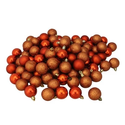 Northlight 96ct Shatterproof 4-Finish Christmas Ball Ornament Set 1.5" - Orange 3 Northlight 96ct Shatterproof 4-Finish Christmas Ball Ornament Set 1.5" - Orange