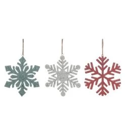 Transpac Metal 7.48 in. Multicolored Christmas Snowflake Ornament Set of 3