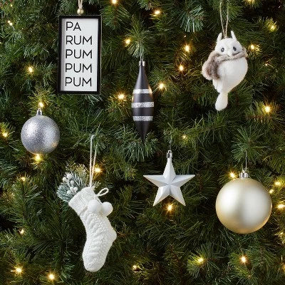 Christmas Tree Ornament Set Black/White 85ct - Wondershop™ 3 Christmas Tree Ornament Set Black/White 85ct - Wondershop™