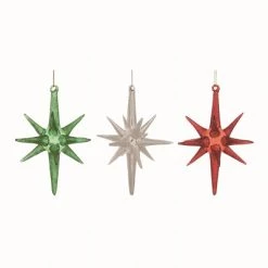 Transpac Glass Multicolor Christmas Large Starburst Ornaments Set of 3