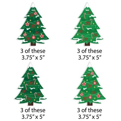 Big Dot of Happiness Snowy Christmas Trees - Classic Holiday Party Decorations - Christmas Tree Ornaments - Set of 12 7 Big Dot of Happiness Snowy Christmas Trees - Classic Holiday Party Decorations - Christmas Tree Ornaments - Set of 12 - Image 5