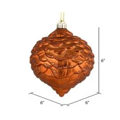 Vickerman 6" Copper Glitter Pinecone Christmas Ornament, 6 per Bag
