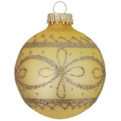 Christmas by Krebs 4ct Gold Lacy Design Matte Christmas Ball Ornaments 2.5" (67mm)