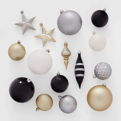 Christmas Tree Ornament Set Black/White 85ct - Wondershop™ 4 Christmas Tree Ornament Set Black/White 85ct - Wondershop™ - Image 2