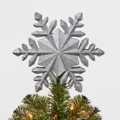 10in 4 Led Light Glitter Snowflake Christmas Tree Topper Silver - Wondershop™
